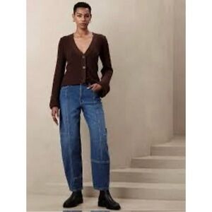 Banana Republic High Rise Barrel Jeans Denim Size 30 / 10 Spring 2023 Dark Wash